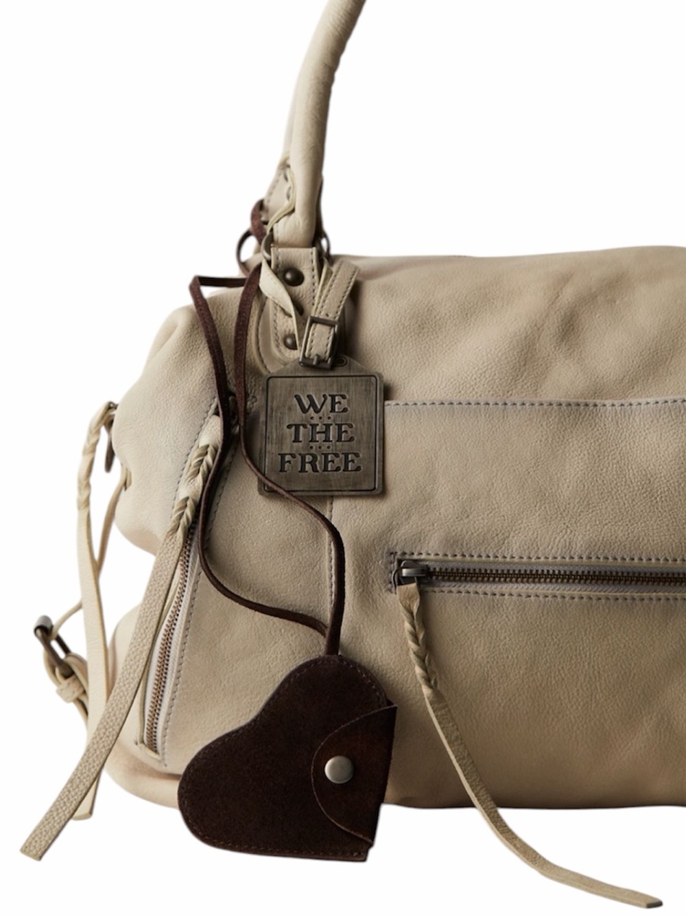 Espresso Brown Suede Heart Lanyard Bag Charm Coin Purse Free People NWT